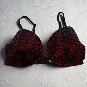 Victoria secrets push-up bra black red hearts